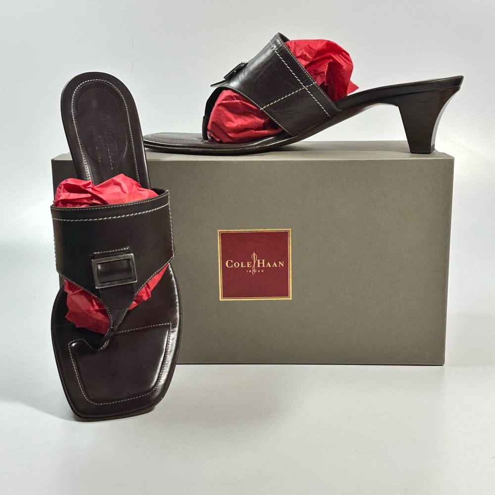 Cole Haan Dark Brown Heeled Mules